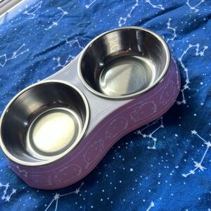 Pusheen Pink Double Dish Cat Food Bowls